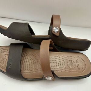 CROCS Dual-Tone Black and Brown Slides